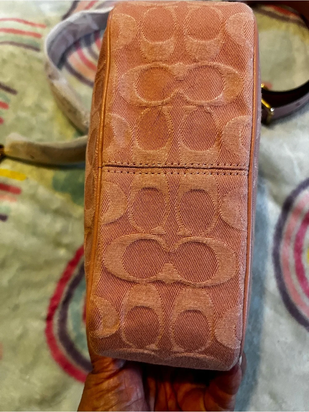 Coach Pink Signature Denim Carey Mini Bag And Wristlet - Picture 12 of 16
